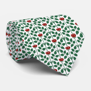 Pine Green and Red Bridge Rose Krawatte