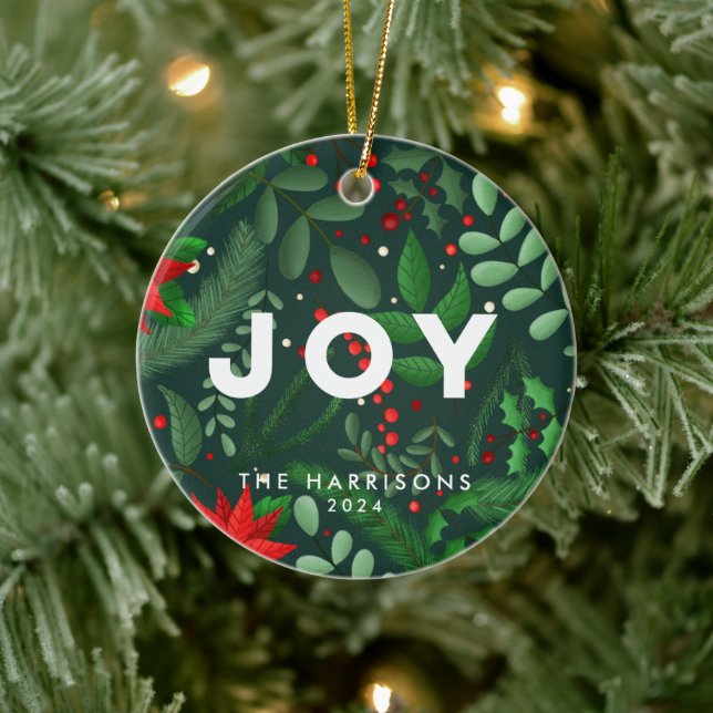 Pine Green Christmas Botanical Joy Ornament (Baum)