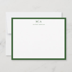 Pine Green Classic Border Monogram Korrespondenz Mitteilungskarte