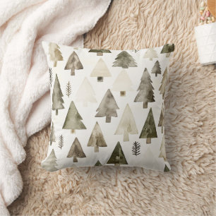 Pine Green Cream Christmas Trees Kissen