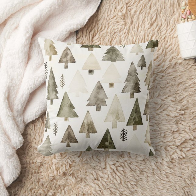 Pine Green Cream Christmas Trees Kissen (Decke)