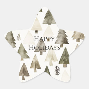 Pine Green Cream Christmas Trees Stern-Aufkleber