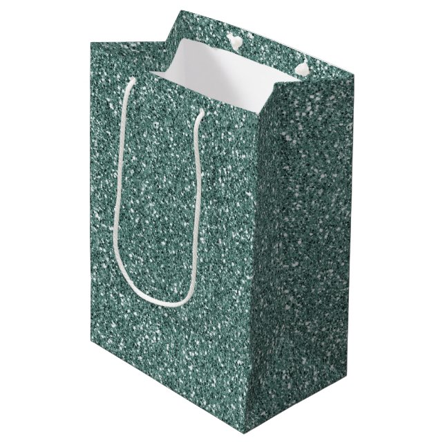 Pine Green Glitzer    Mittlere Geschenktüte (Vorderseite Schrägansicht)