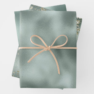 Pine Green Gold Glitzer Geschenkpapier Set