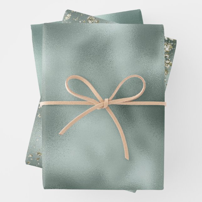 Pine Green Gold Glitzer Geschenkpapier Set (Beispiel)