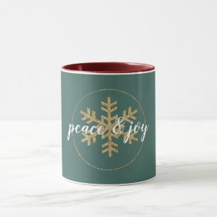 Pine Green Gold Glitzer Snowflakes Tasse
