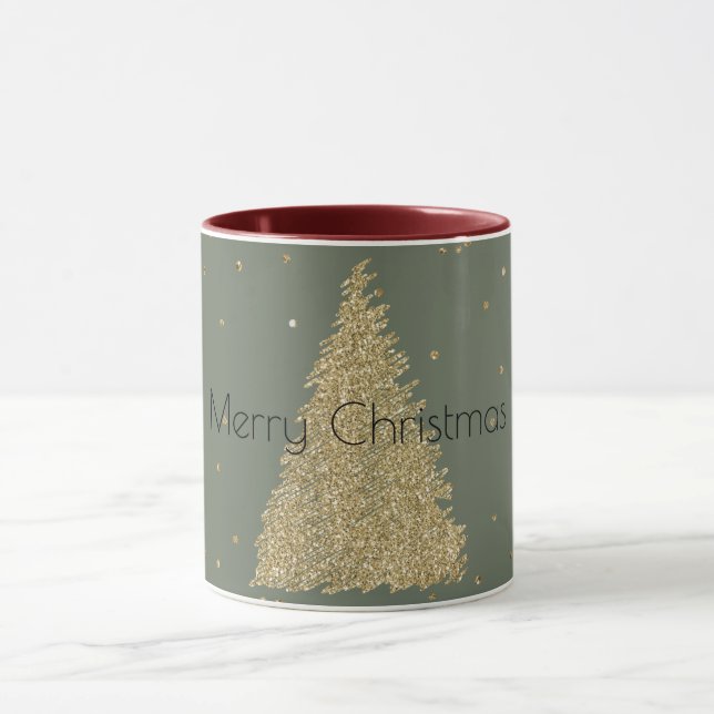 Pine Green Gold Glitzer Sparkle Weihnachtsbaum     Tasse (Zentrum)