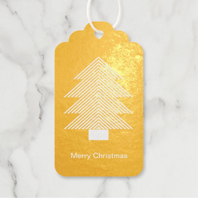 Pine Green Gold Glitzy Glitzer Weihnachten Geschenkanhänger (Vorderseite)