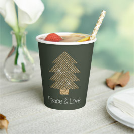Pine Green Gold Glitzy Glitzer Weihnachtsbaum   Pappbecher