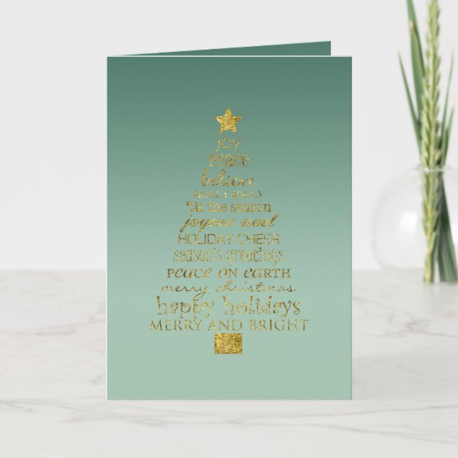 Pine Green Gold Inspirational Christmas Tree   Karte (Vorderseite)