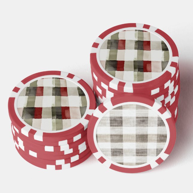 Pine Green Ivory Red Stripes Pokerchips (Stapel)