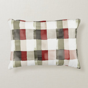 Pine Green Ivory Red Stripes Weihnachten Dekokissen
