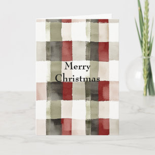 Pine Green Ivory Red Stripes Weihnachten Karte