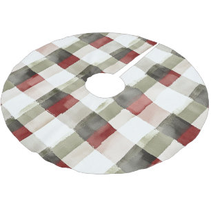 Pine Green Ivory Red Stripes Weihnachten Polyester Weihnachtsbaumdecke