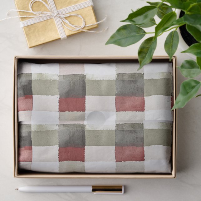 Pine Green Ivory Red Stripes Weihnachten Seidenpapier (Geschenk)