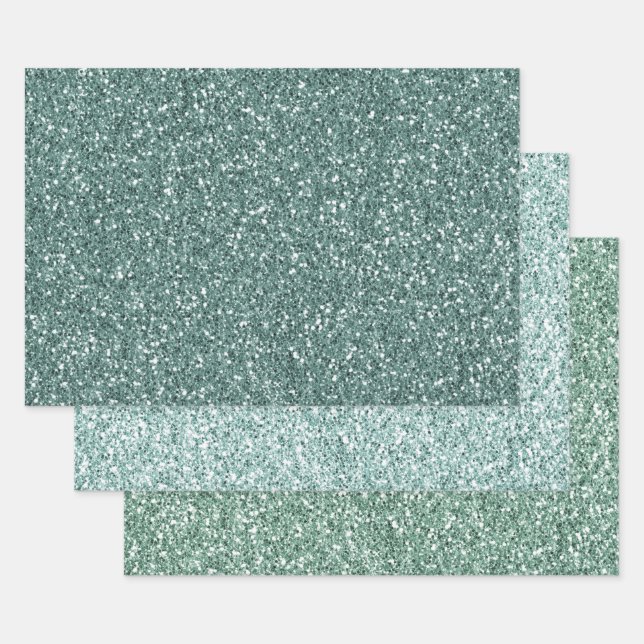 Pine Green Mint Glitzer    Geschenkpapier Set (Set)