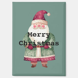 Pine Green Red MerChristmas Santa Magnet