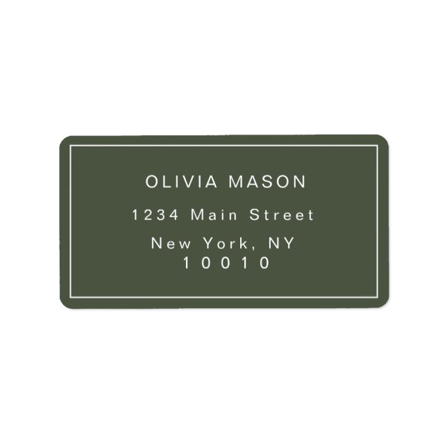 Pine Green Simple Modern Return Address Label Adressaufkleber (Vorne)