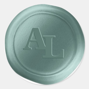 Pine Green Wax Siegel Monogram Wedding Stickers