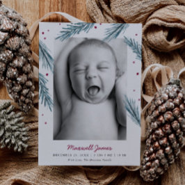 Pine Holiday Blätter und Berries Multi Foto Birth Ankündigung