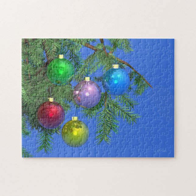 Pine Holiday in Blue Puzzle (Horizontal)
