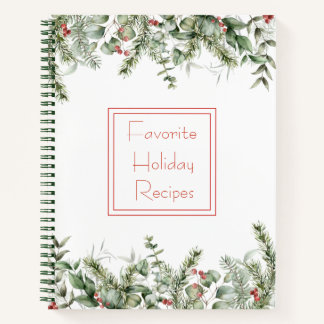 Pine Holiday und Berry Border Rezept Notizbuch