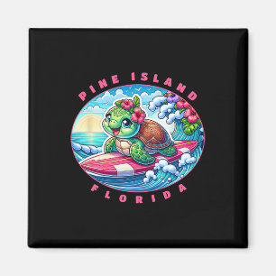 Pine Island Florida Süßes Surfmädchen Meeresschild Magnet