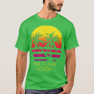 Pine Island Florida Vintage Tropischer Sonnenunter T-Shirt