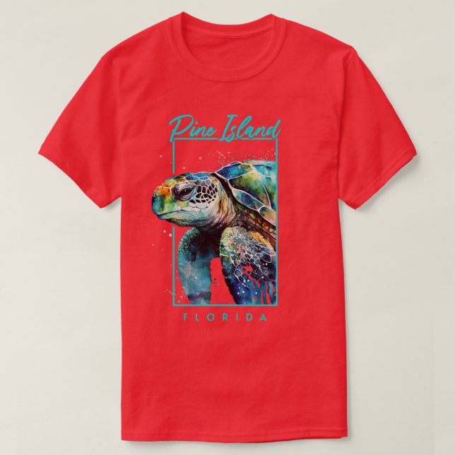Pine Island Florida Wasserfarbe Meer Schildkröte P T-Shirt (Design vorne)