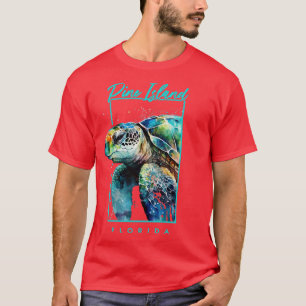 Pine Island Florida Wasserfarbe Meer Schildkröte P T-Shirt