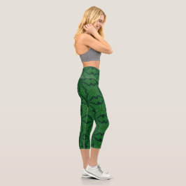 Pine Mandala Forest High Waisted Capri Leggings