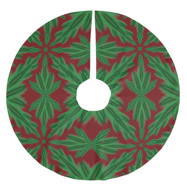 Pine Mandala Garnet Tree Skirt Polyester Weihnachtsbaumdecke (Vorderseite)