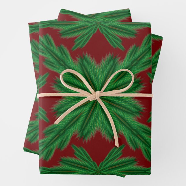 Pine Mandala Garnet Wrapping Paper Geschenkpapier Set (Beispiel)