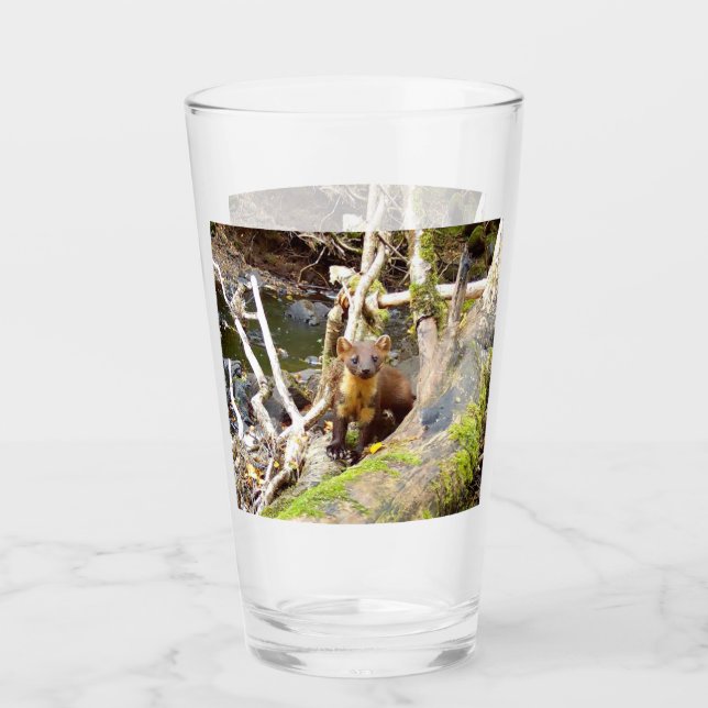 Pine Marten auf Log Glas (Vorderseite)