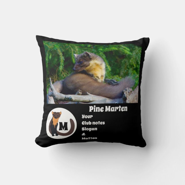 Pine Marten Foto Monogram Name Kissen (Vorderseite)