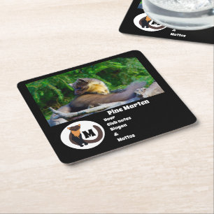 Pine Marten Foto Monogram Name Rechteckiger Pappuntersetzer