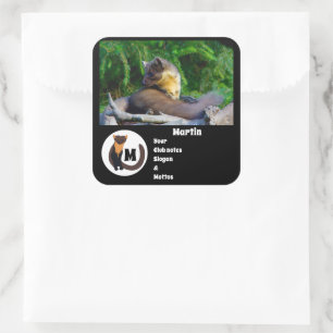 Pine Marten Foto Monogramm Name Quadratischer Aufkleber