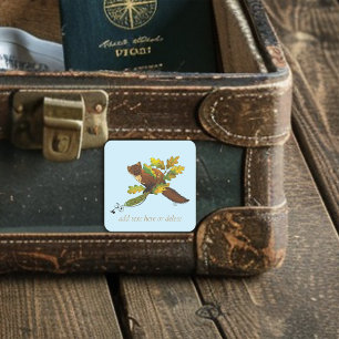 Pine Marten Herbst Leaves Buchzeichen Quadratischer Aufkleber