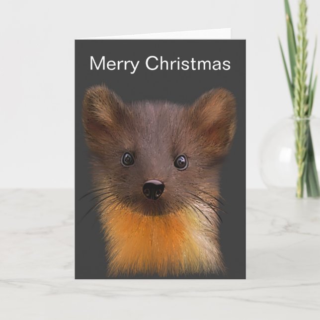 Pine Marten Weihnachtskarte Feiertagskarte (Vorderseite)