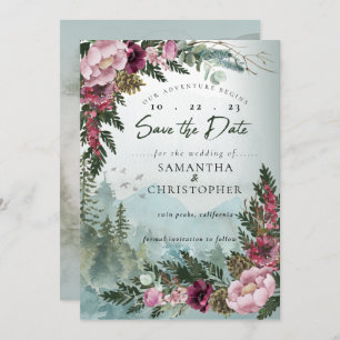 Pine Mountain Forest Burgundy Dusty Rose Save The Date