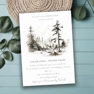 Pine Mountain Landschaft Sketch Paare Dusche Einladung