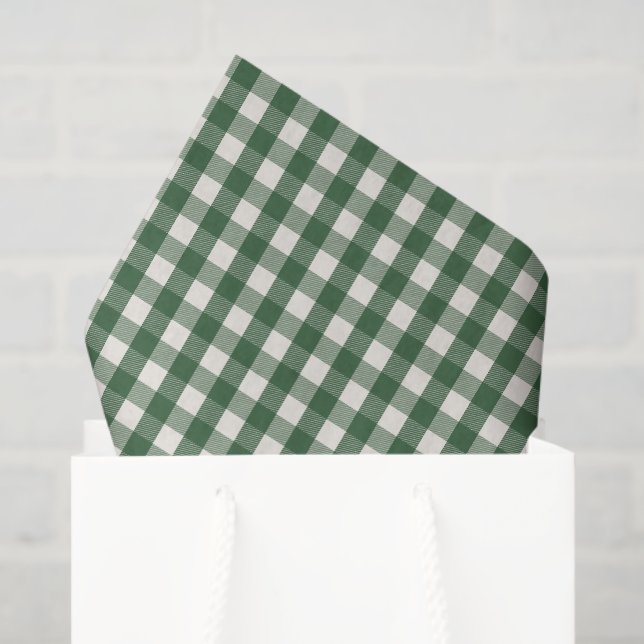 Pine Needle Lane - Pine Green Gingham Pattern Seidenpapier (Geschenktüte)