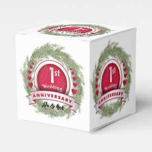 Pine Needle Wreath Red 1. Hochzeitstag Geschenkschachtel
