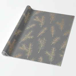 PINE NEEDLES GRAU UND GELBEN PAPIER GESCHENKPAPIER
