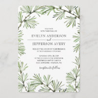 Pine Needles Moderne Winterhochzeit Einladung