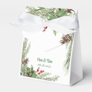 Pine Needles Red Berry Wedding Geschenkschachtel