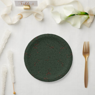 Pine Needles und Red Berries Pappteller