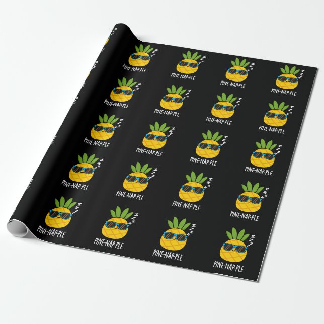 Pine-Nickerchen Funny Fruit Ananas Pun Dark BG Geschenkpapier (Ungerollt)