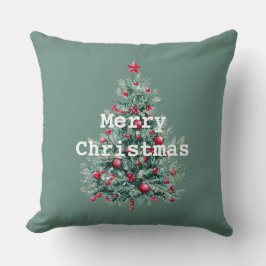 Pine Red Merry Christmas Tree Santa (auf der Rücks Kissen