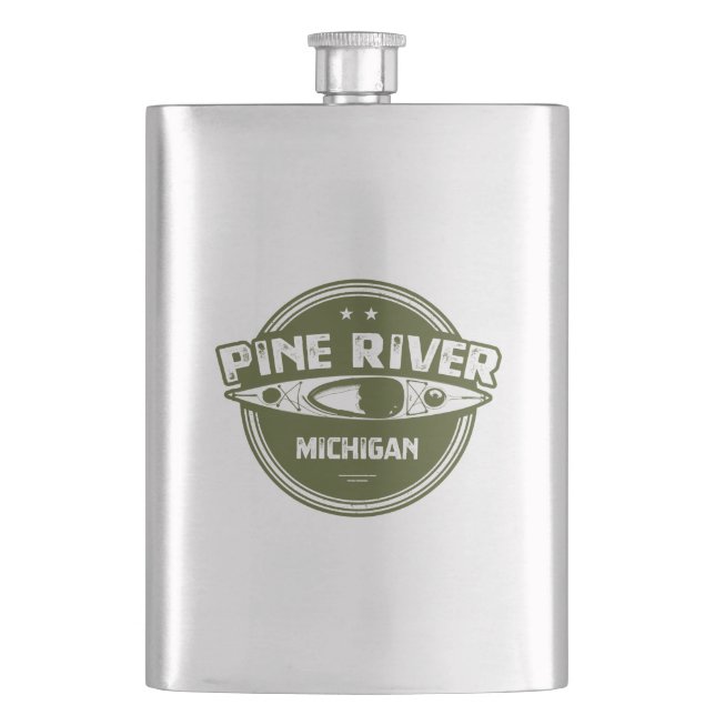 Pine River Michigan Kayaking Flachmann (Vorderseite)